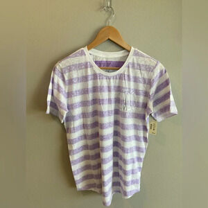 AEROPOSTALE Color Block Purple Stripes Logo Casual T Shirt Size Large NWT